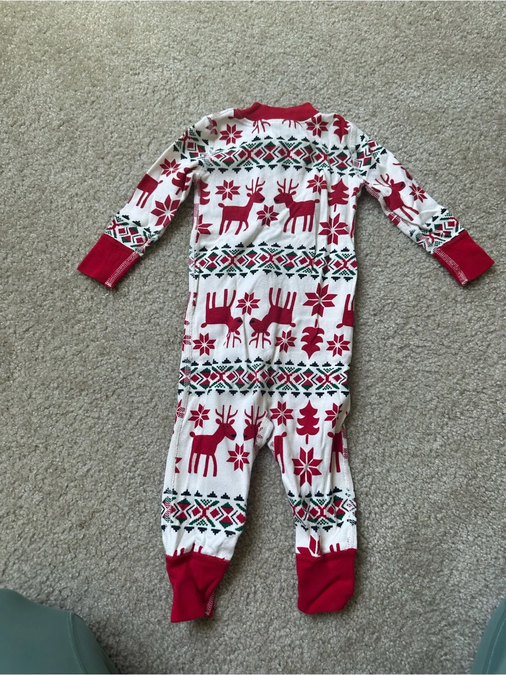 Hanna Andersson Organic Cotton Christmas Reindeer Zip Pajamas 6–12M Holiday